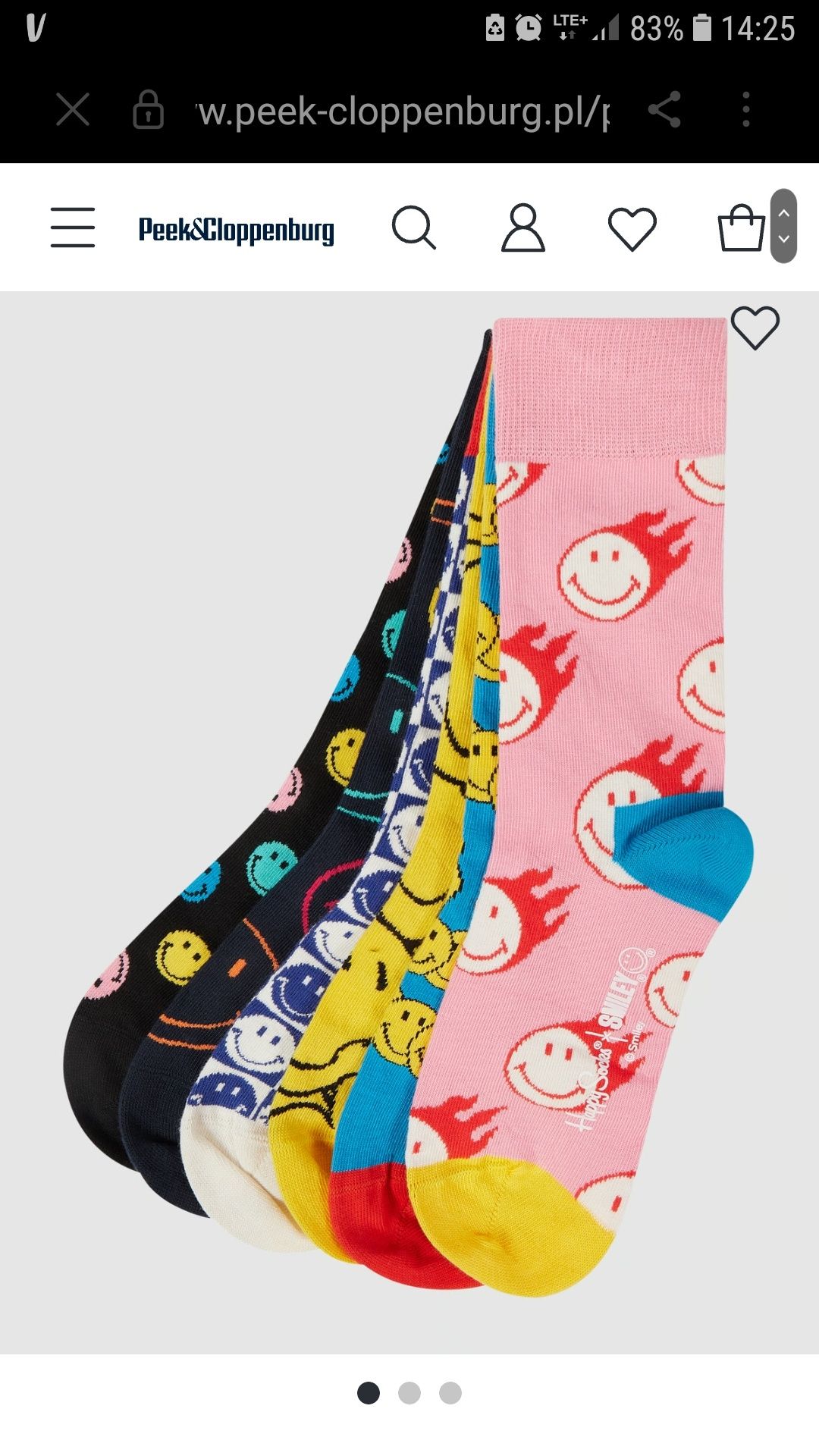 Happy Socks Skarpety męskie ze wzorem Smiley Unisex 36 - 40 3 pak