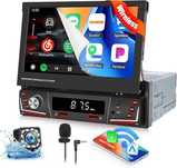 Carplay radio samochodowe 1 DIn Android Auto 7 cali, wysuwany ekran