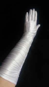 Rękawiczki długie Białe Glamour