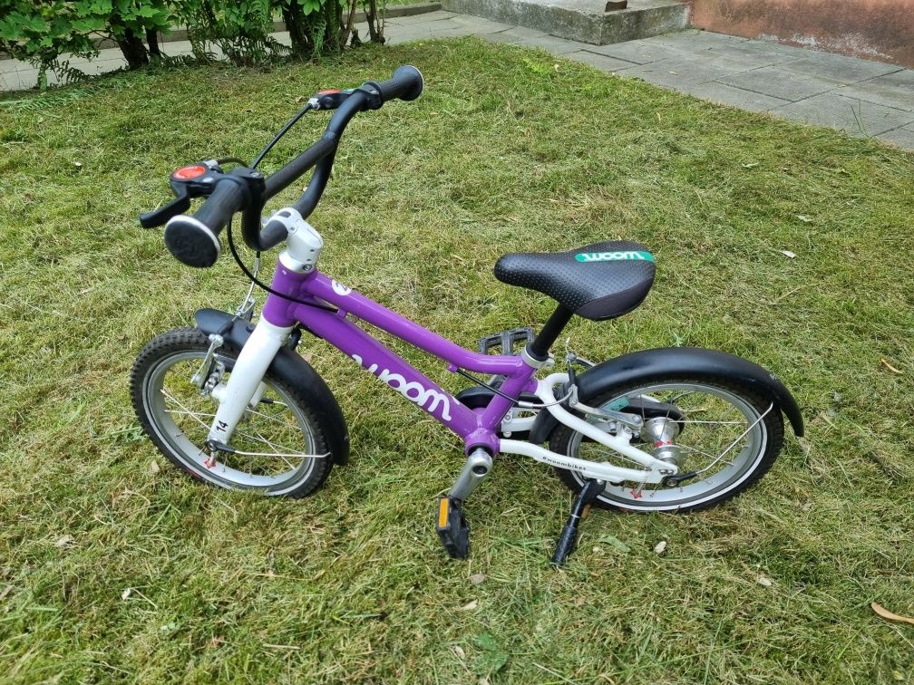 Rowerek Woom 2 fioletowy stopka błotniki