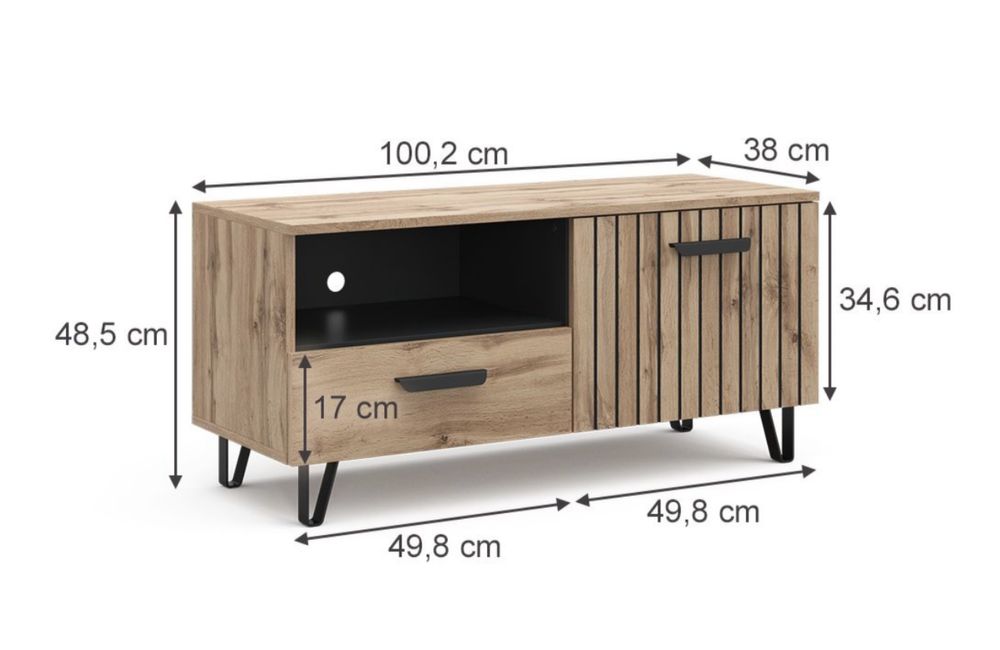 Szafka pod telewizor lowboard szuflada drzwiczki brązowa Vicco