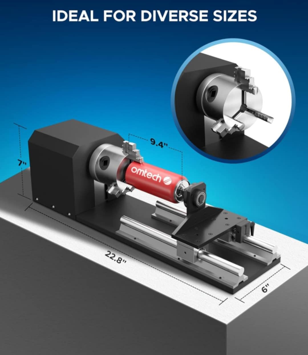 OMTech Oś obrotowa do 50W 60W 80W 100W 130W CO2 Laser Engraving Machin