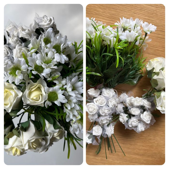 Zestaw białych sztucznych kwiatów