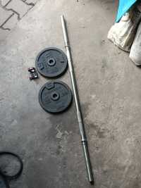 Gryf prosty/siłownia + talerze 2x5kg żeliwne i zaciski