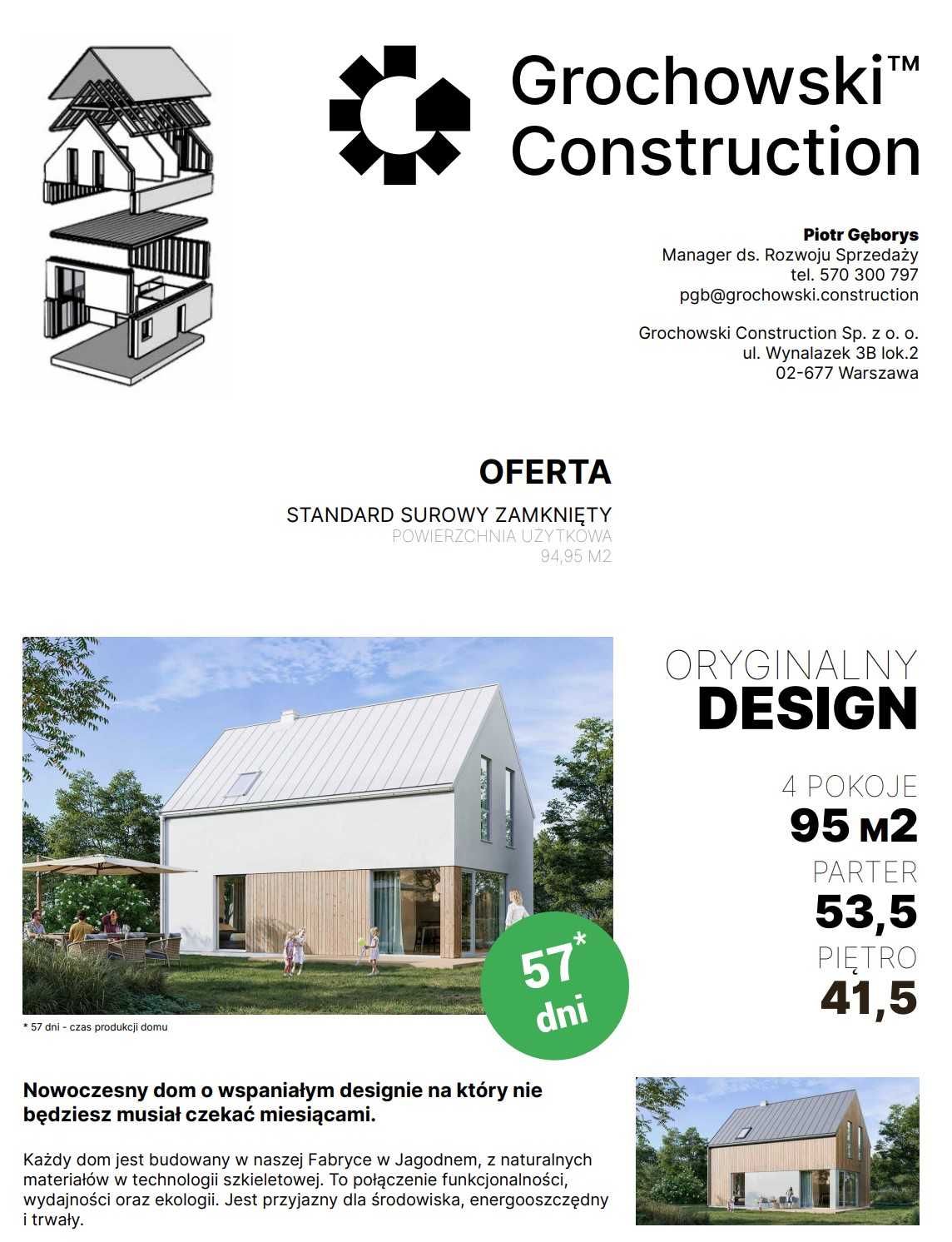 Dom 95m2 dwukondygnacyjny modułowy na Twoją działkę od Producenta