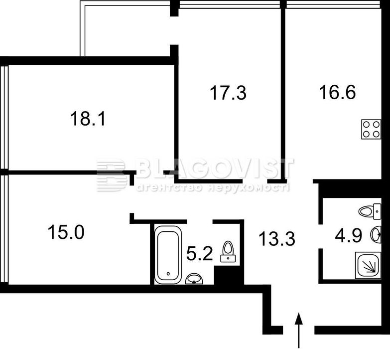 без % Золотоустівська, 34, ЖК Hoffmann Haus видова 3 кім. квартира