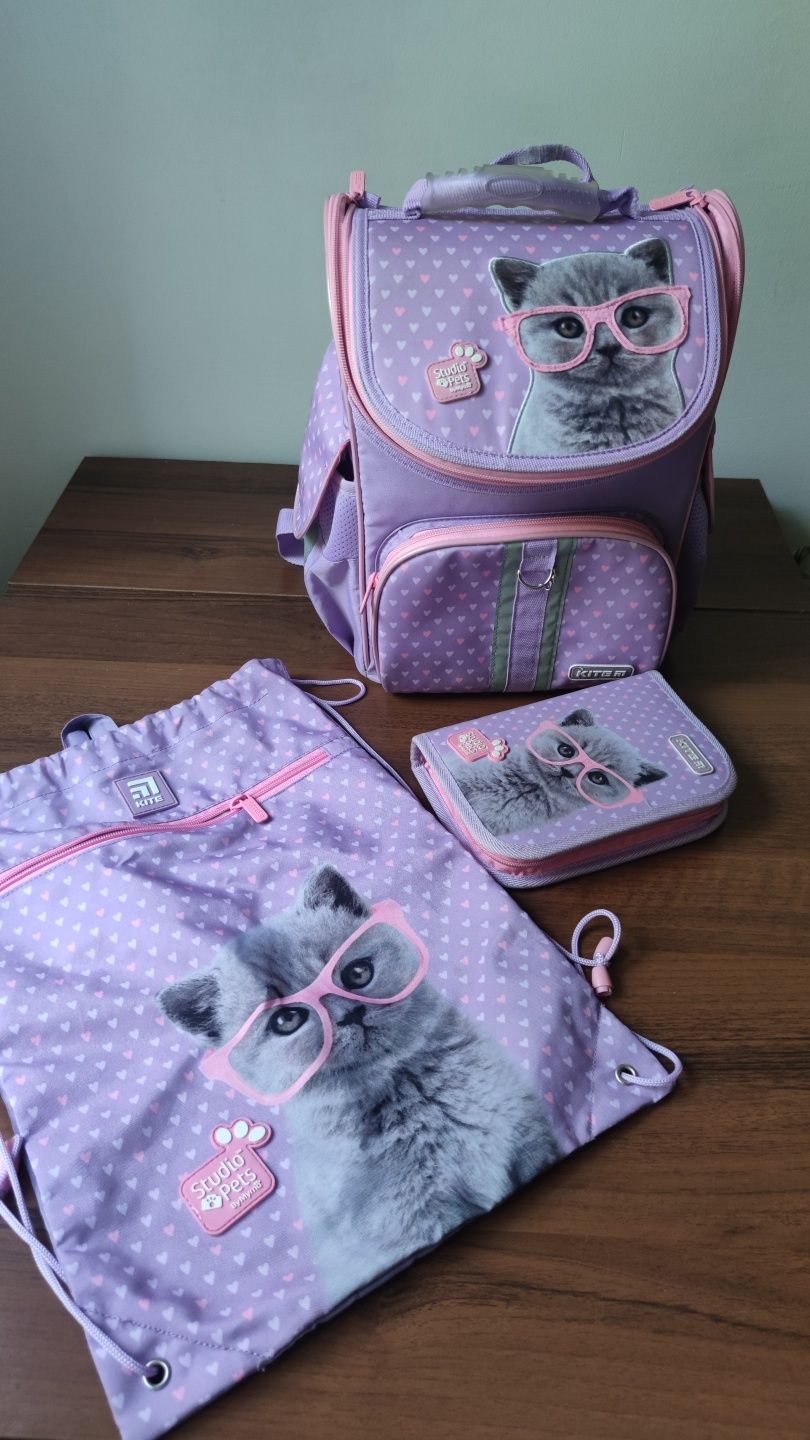 Набір рюкзак шкільний Kite Pets каркасний + сумка для взуття + пенал