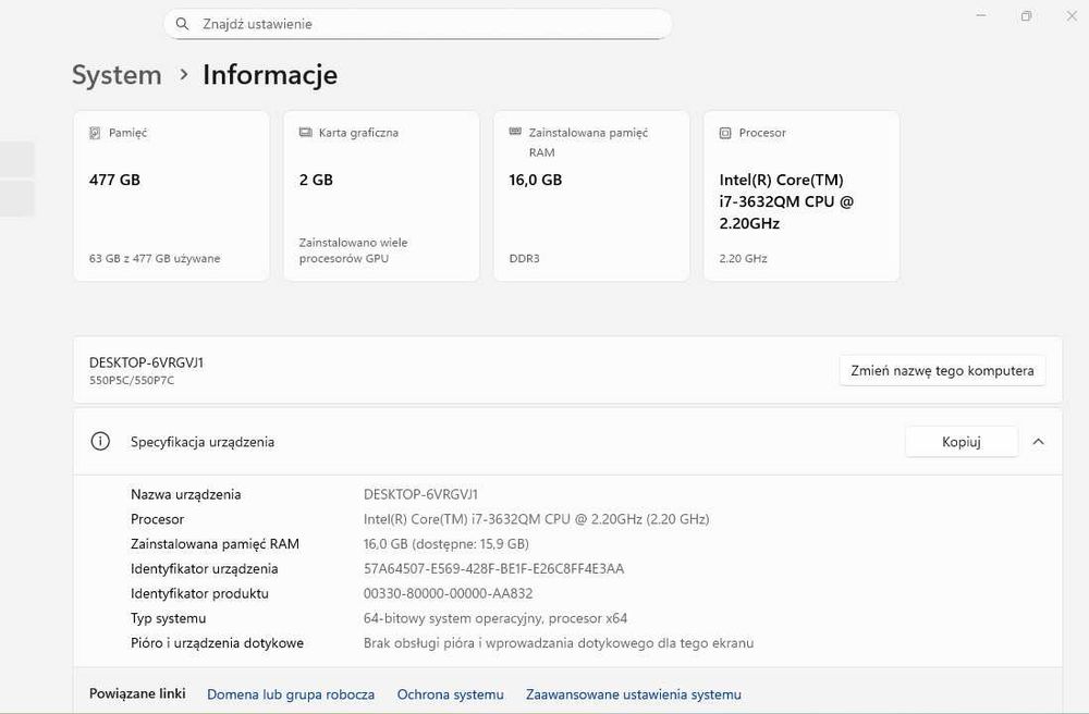 Samsung NP550P5C Intel Core i7-3632QM, RAM 16 Gb, GF GT 650M