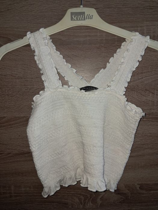Biały marszczony Top damski Primark S