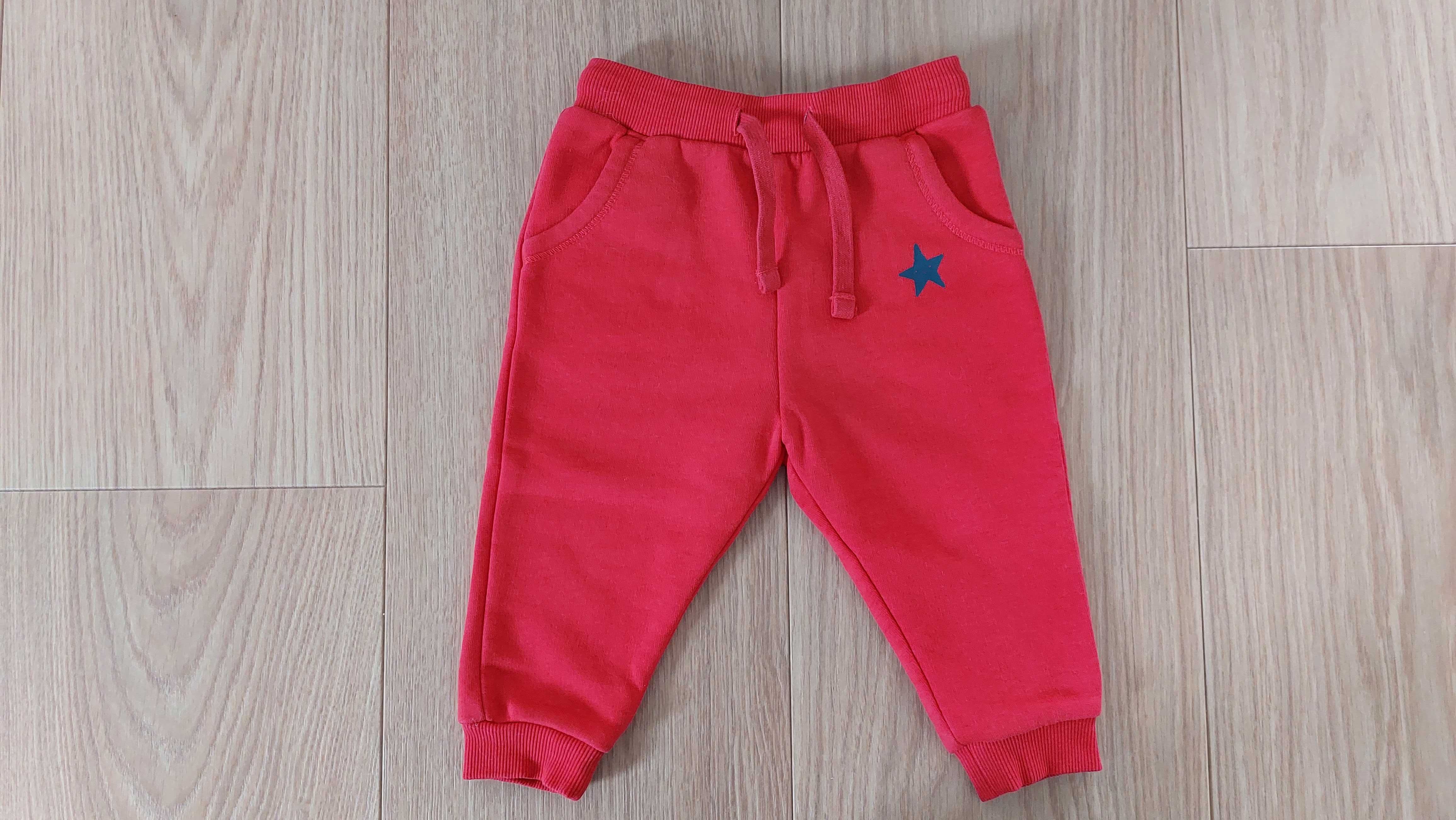 Ocieplane spodnie dla chłopca, czerwone i w paski_2szt._Tex_rozm. 74