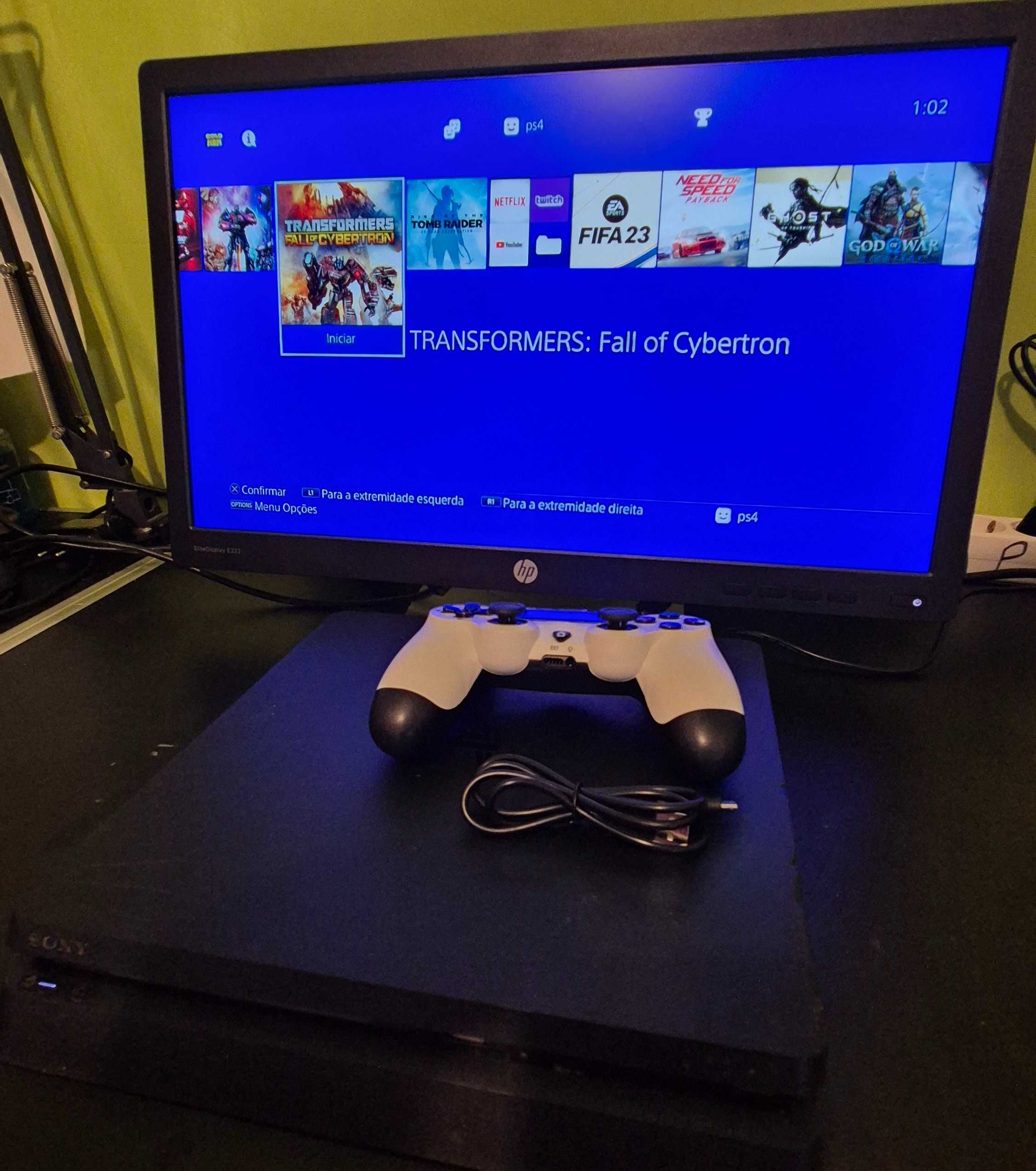 PS4 Slim 11.00 1TB + Bluray + 15 Jogos