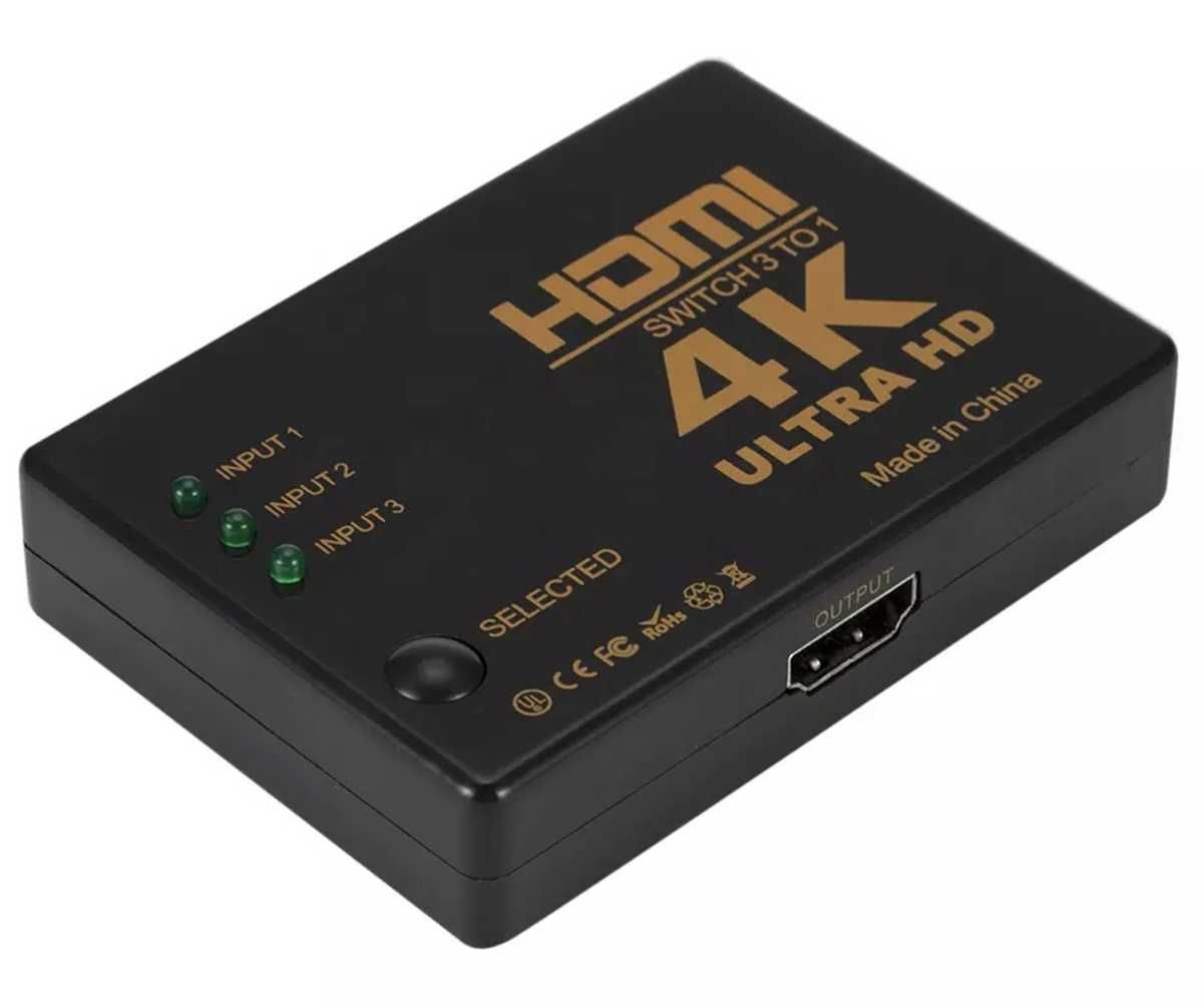 Switch HDMI full HD z pilotem4K 3x wejście (in) 1x wyjście (out)