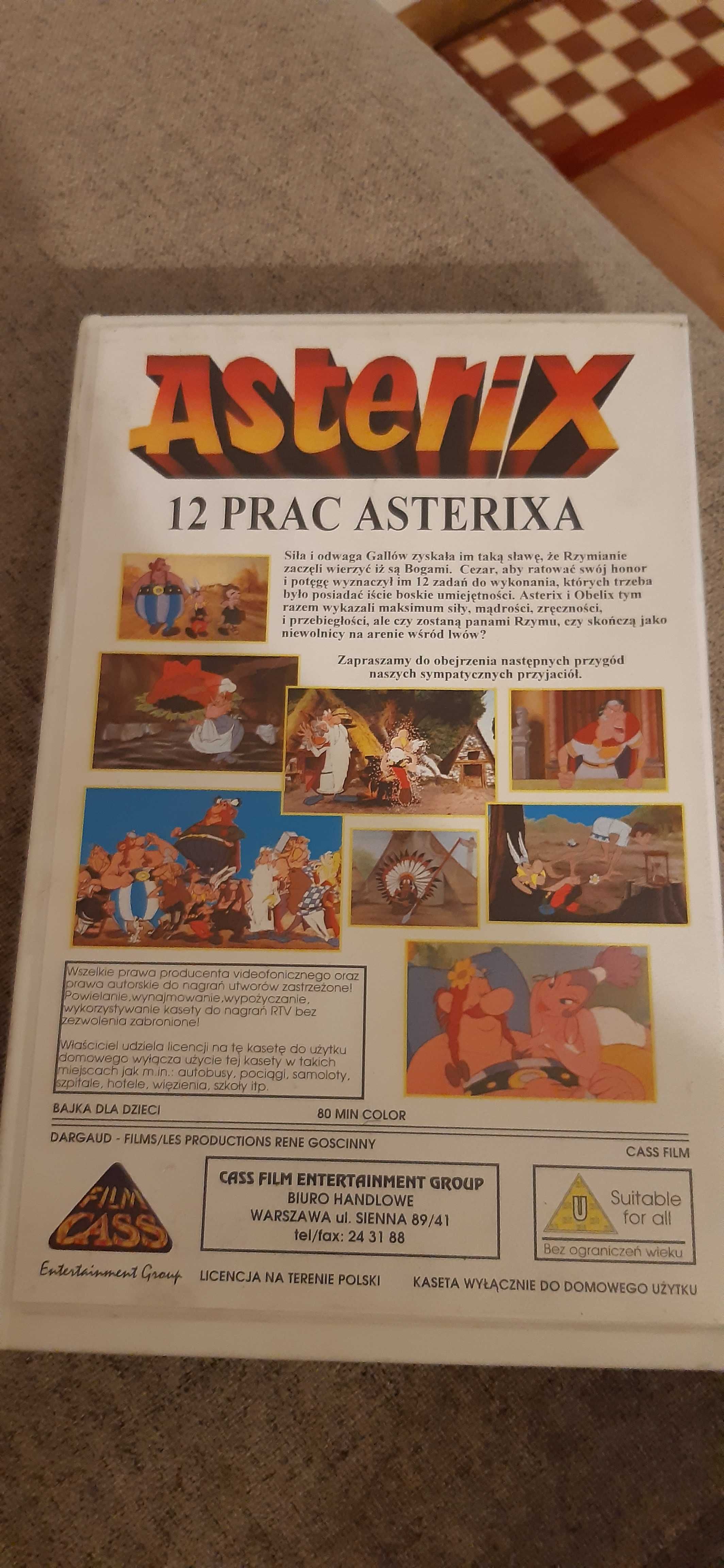 stara okładka kasety vhs 12 prac asterixa