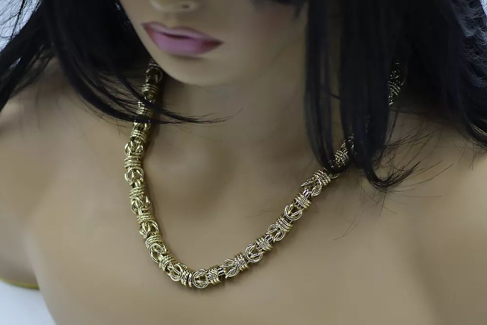 Złoty łańcuszek 14k 585 Królewski Bizantyjski pełny cc009y 10mm Wr