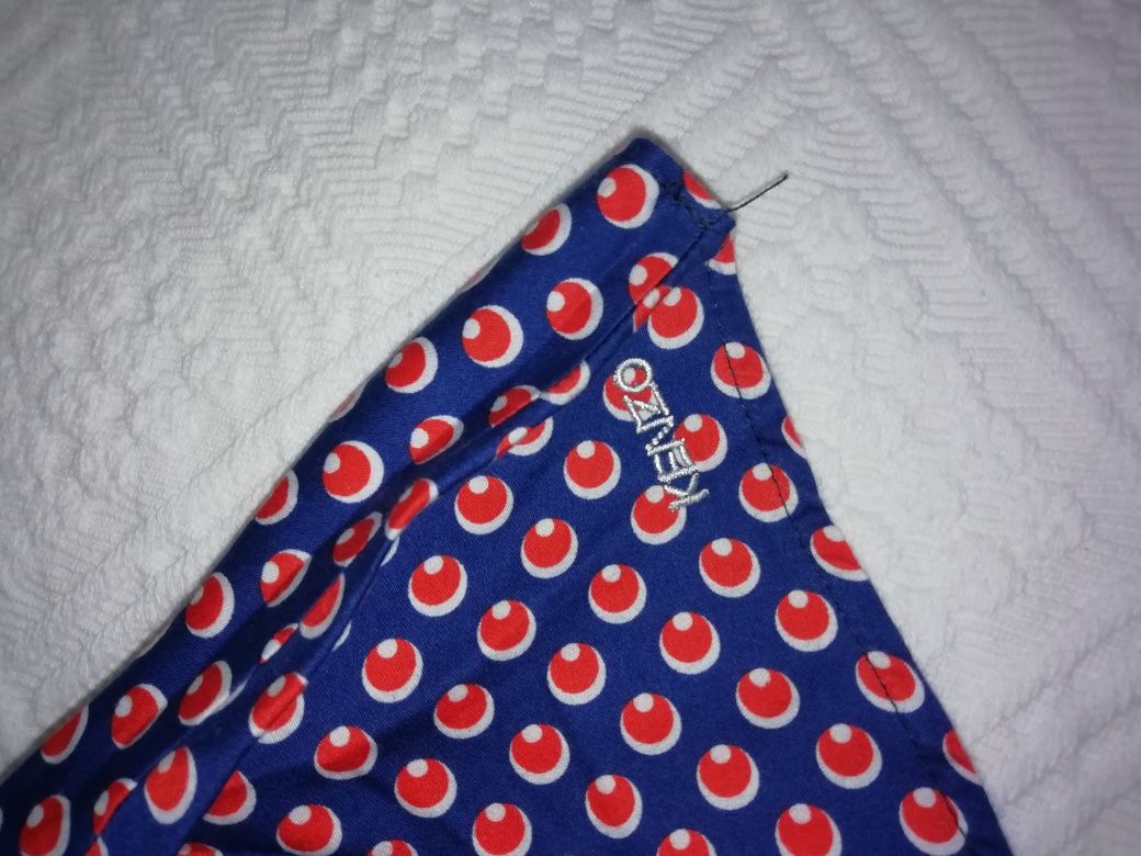 Conj KENZO de menina vestido e casaco em tons de azul e vermelho