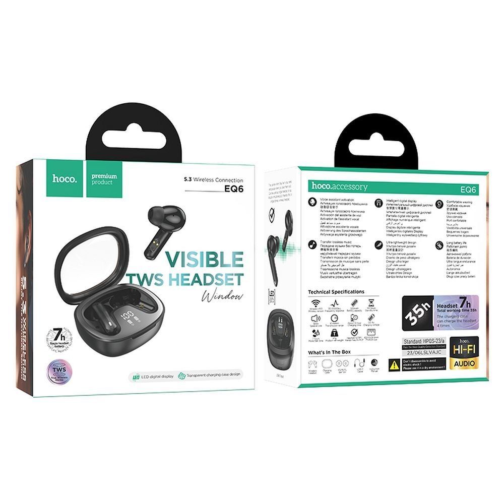 HOCO słuchawki bezprzewodowe bluetooth TWS EQ6 czarne
