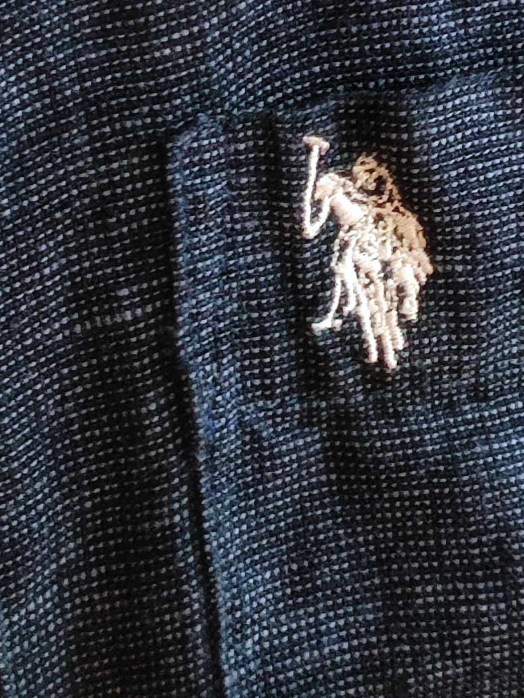 US.S. Polo Assn. | lniana granatowa koszula z długim rękawem