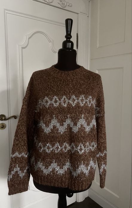 MAX MARA piękny sweter z srebrnym wzorem