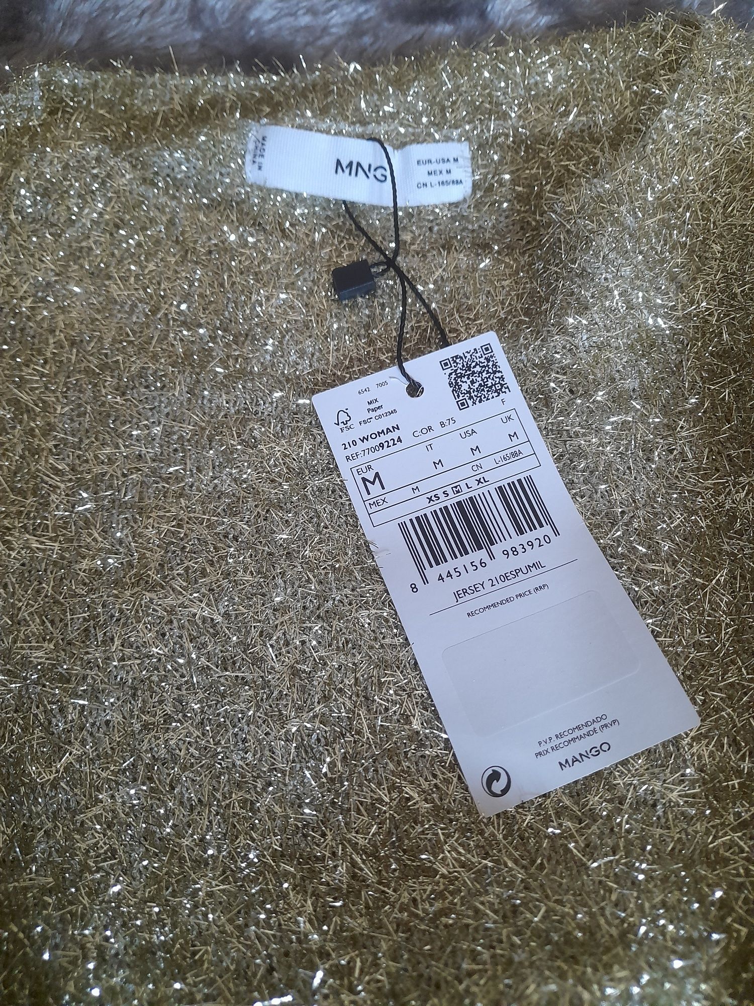 Camisola dourada brilhante Mango M