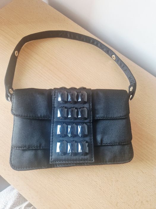 Torebka czarna kryształki