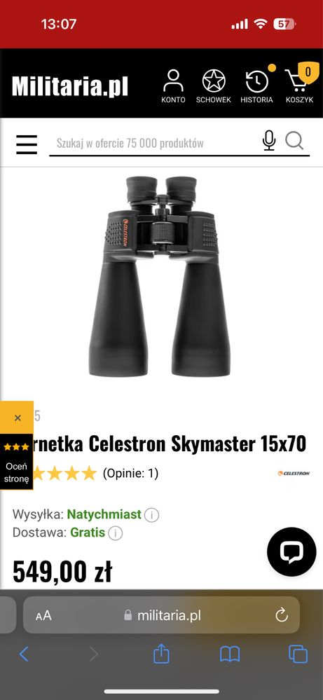 Lornetka Celestron Skymaster 15x70