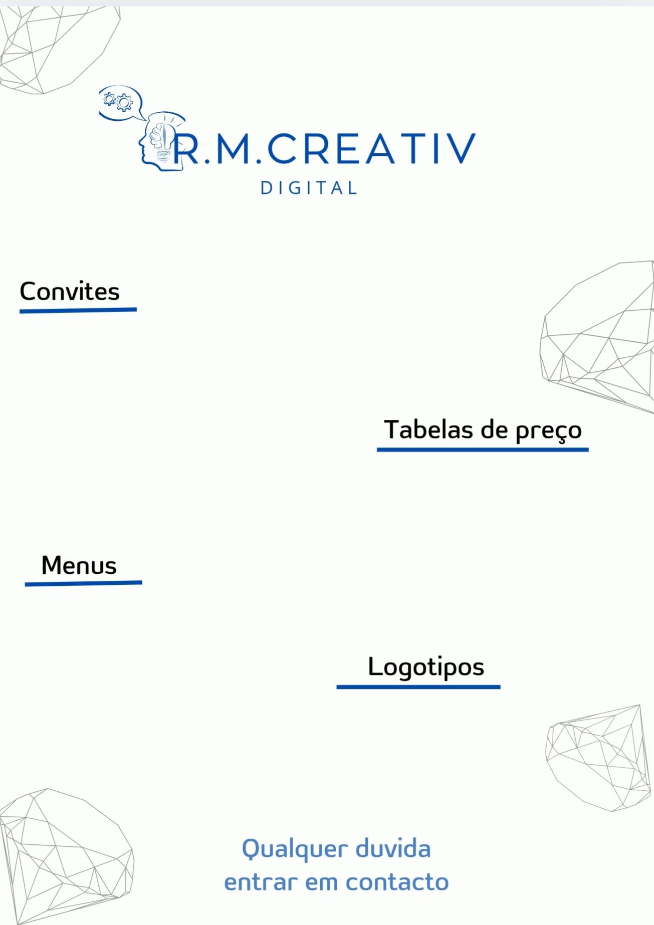 Convites/Menus/Logotipos/Tabelas de Preço