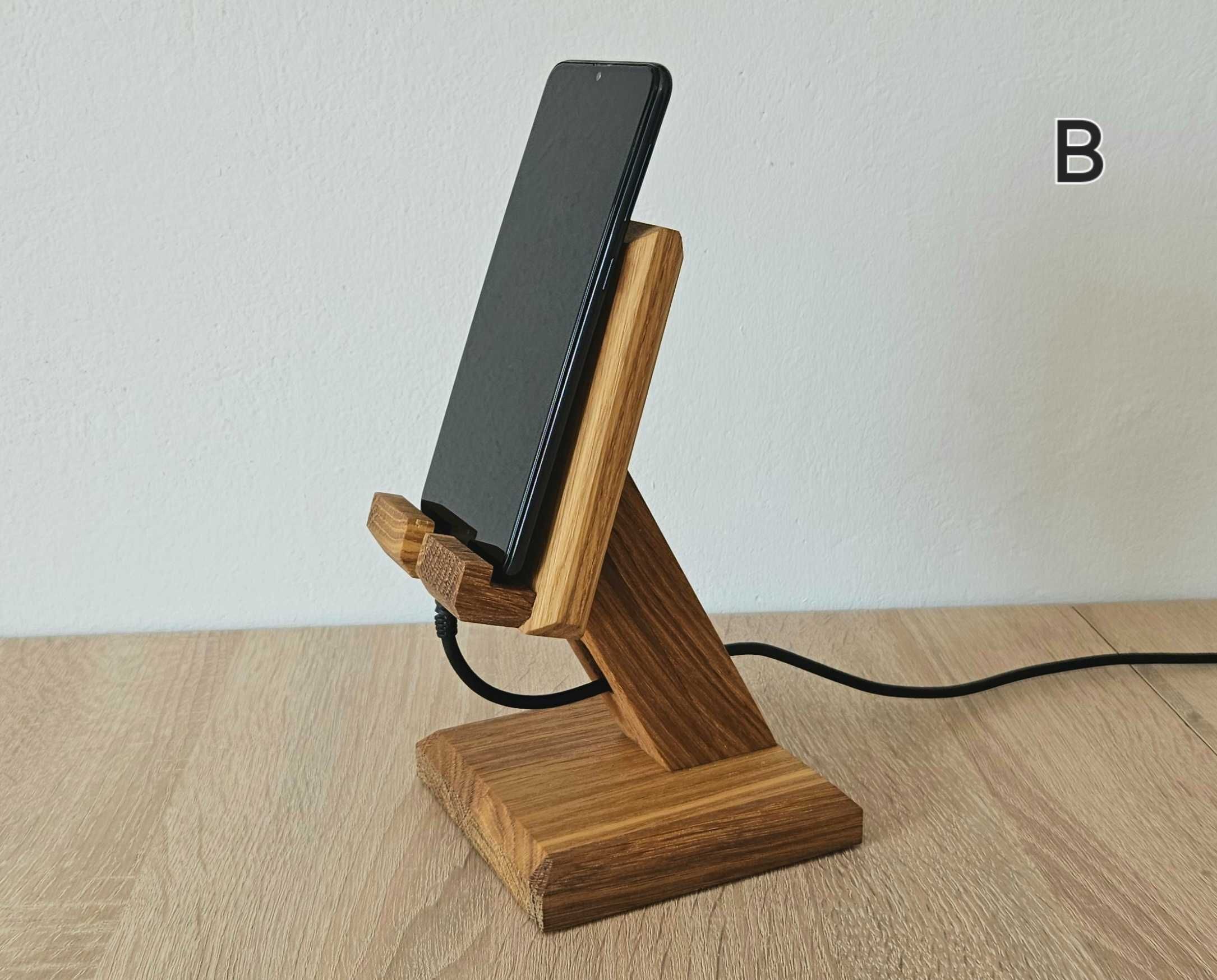 Stojak podstawka na telefon tablet z drewna dębowa solidna Olej v1.8 B