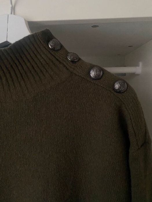 Golf khaki zielony kaszmir wełna M wool Hallhuber germany