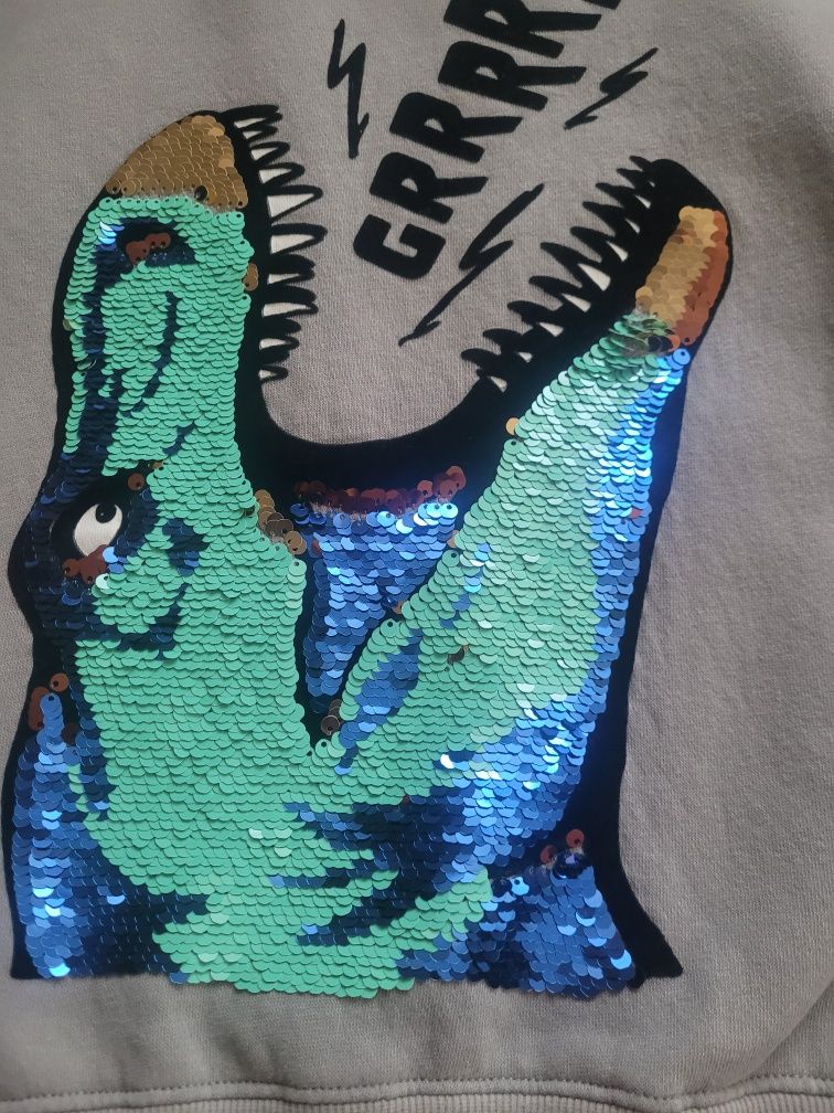 Bluza z kapturem H&M 122 dinozaur