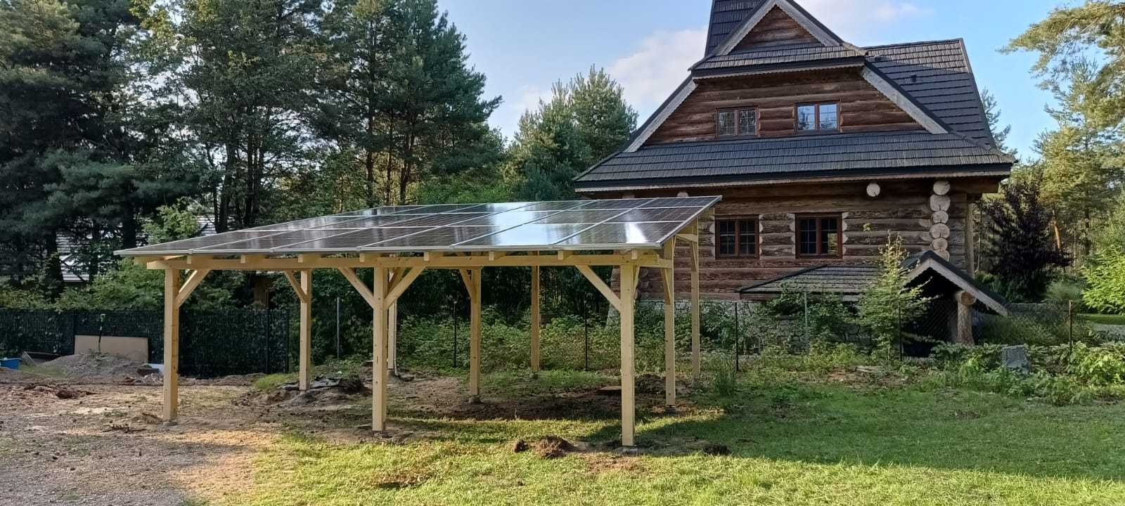 Drewniana Wiata Fotowoltaiczna 10 kW dla Samochodu i Ogrodu