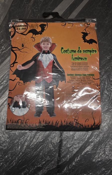 Traje de criança para halloween de vampiro 4-6 anos