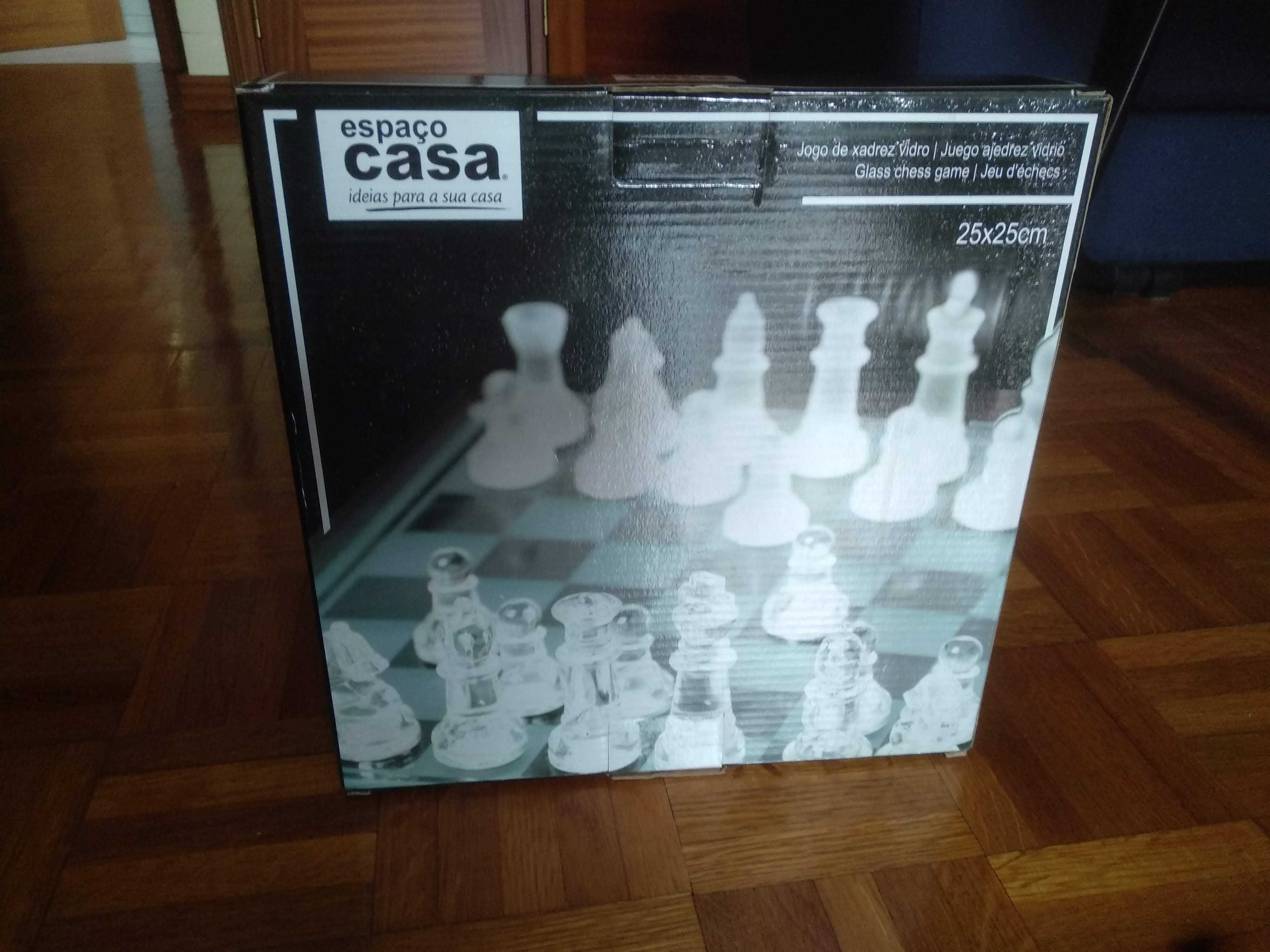 Jogo de xadrez em vidro - tabuleiro 25x25 + peças (baixa de preço!!)