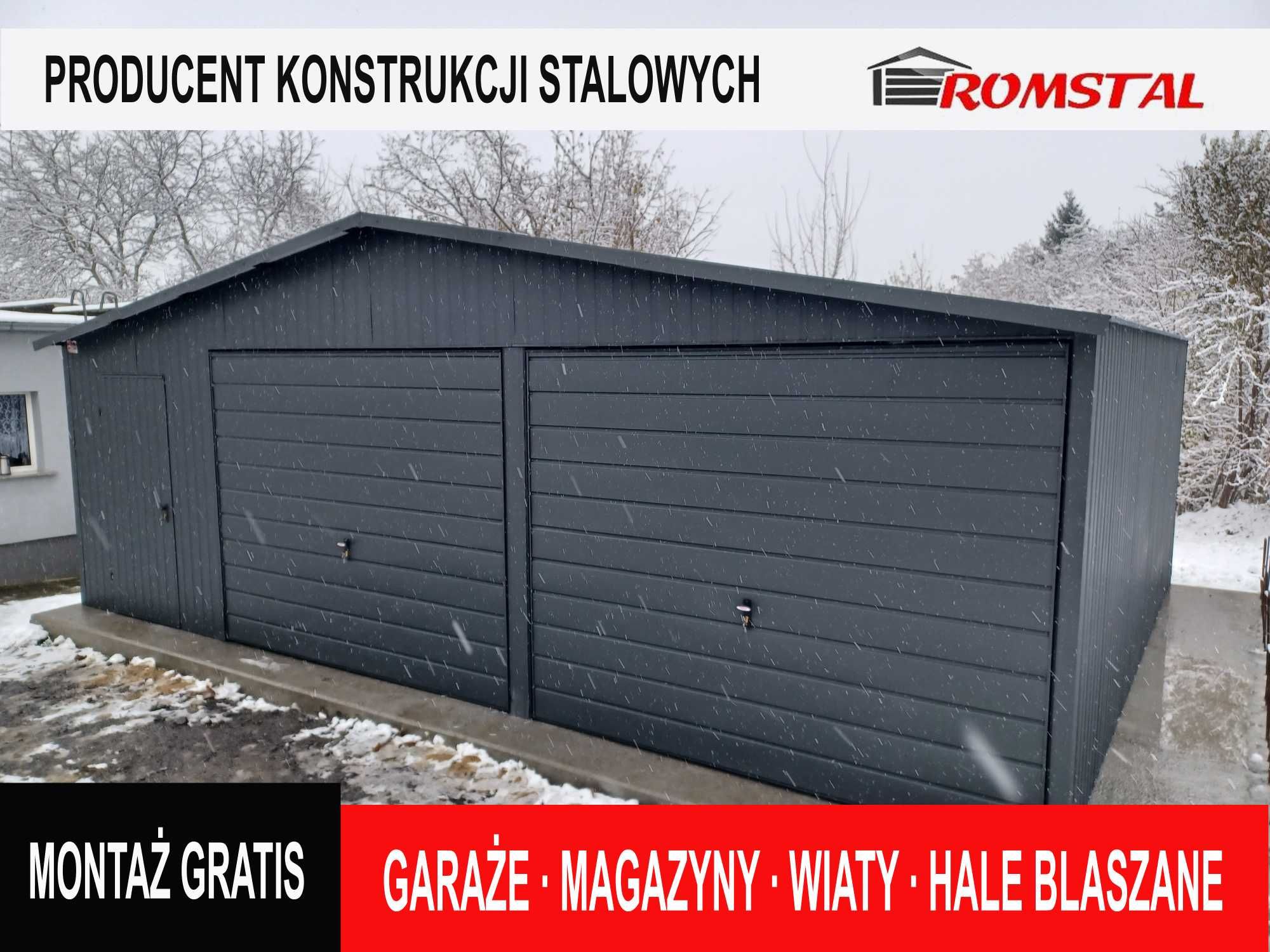 GARAŻ BLASZANY Grafitowy Dwuspadowy - Magazyn - Schowek - ROMSTAL*