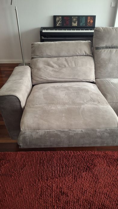 Sofa 3 lugares microfibra elétrico com chaise longue