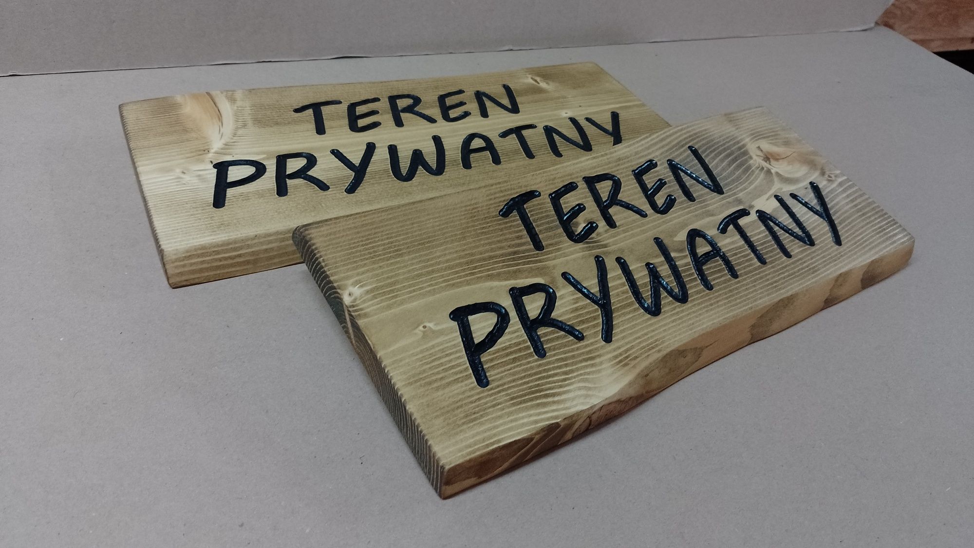 TEREN PRYWATNY szyld drewniany tabliczka informacyjna znak deska grawe