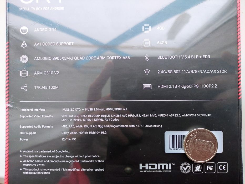 sk4 UGOOS 4/64gb Android 14 TVbox ТВбокс НОВЫЙ!!!