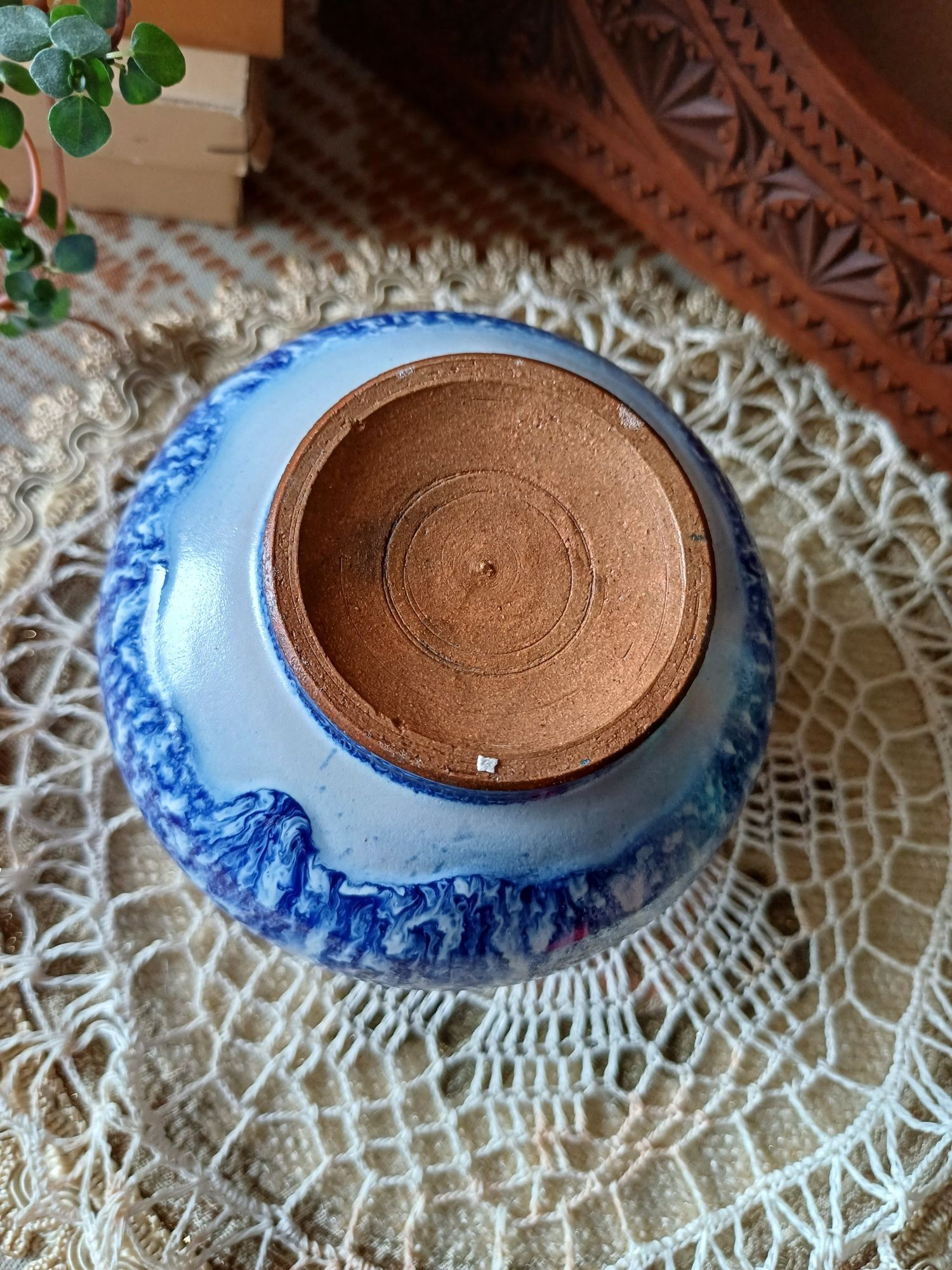 Ceramiczny wazonik vintage retro fajans staryświecznik