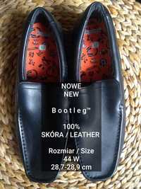 NOWE  Bootleg  Męskie buty skórzane, 100% Skóra, Rozmiar 44 W