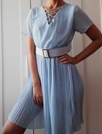 Sukienka blue plisowana plisy vintage
