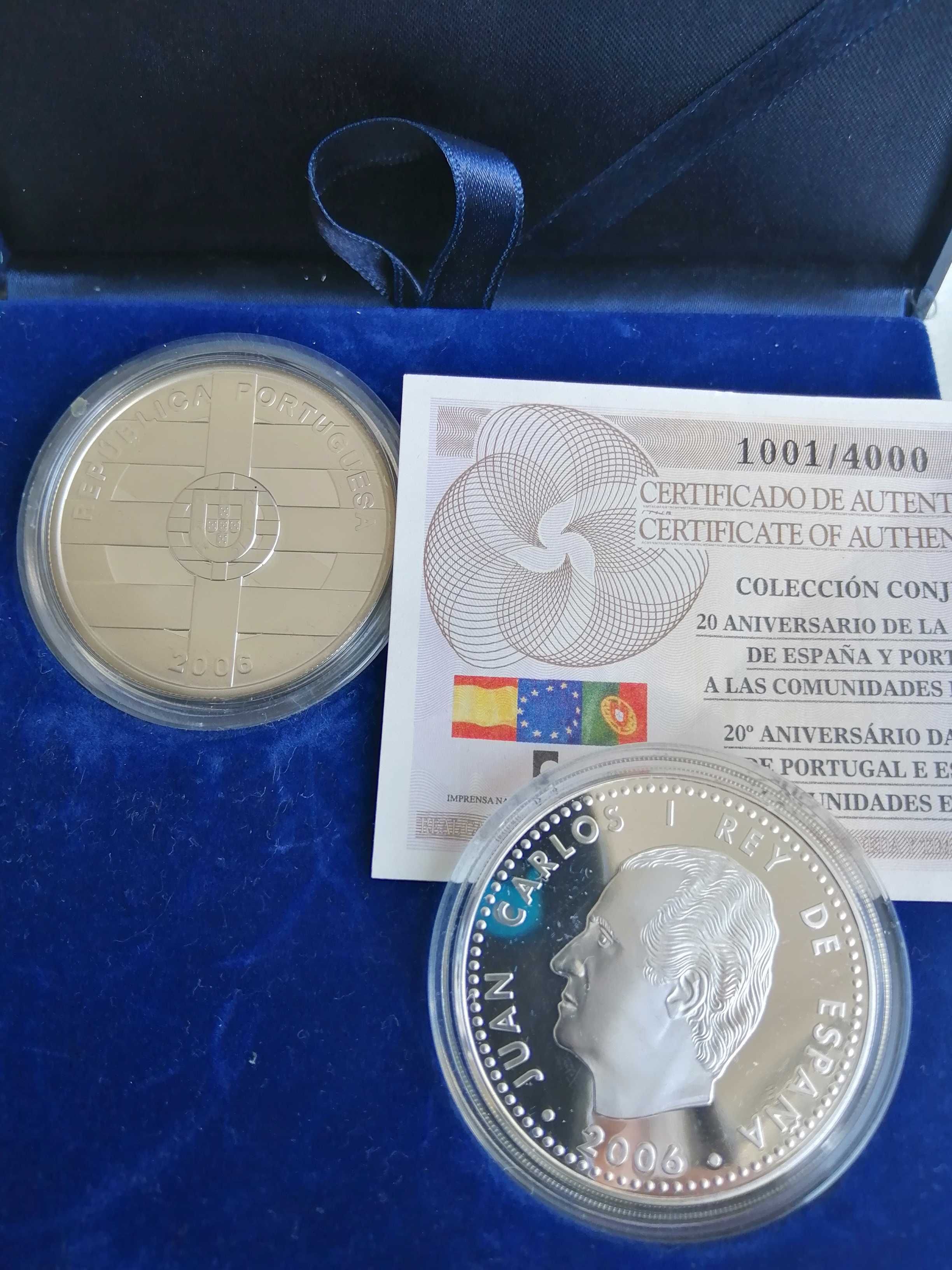 Conjunto de 2 moedas prata prof. Portugal é Espanha, 925 %