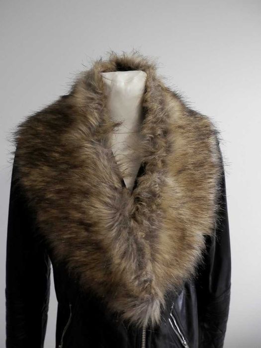 Kołnierz Futrzany Etola Sztuczne Futerko Beżowy Duży Puszysty Szal