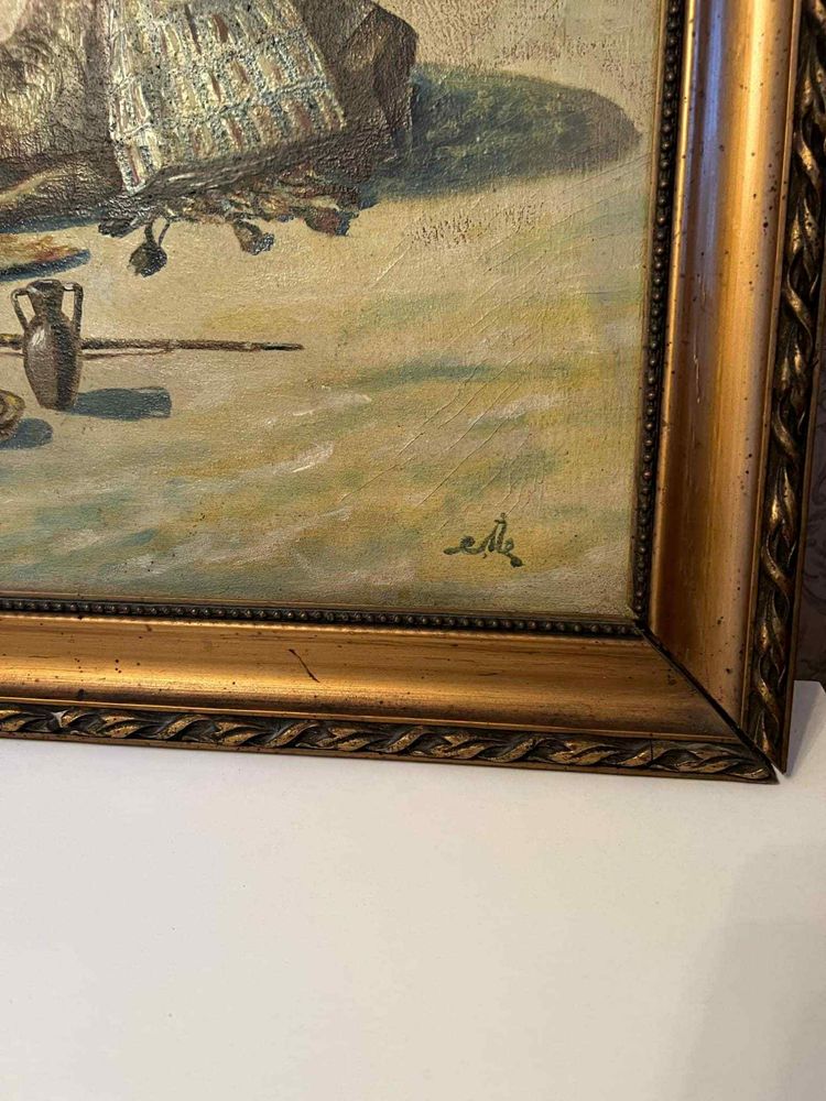 Duży obraz olejny na płótnie modlitwa muzułmanów na pustyni wielbłąd