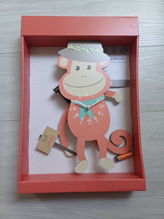 Zegar pokój dziecięcy dodatki małpka