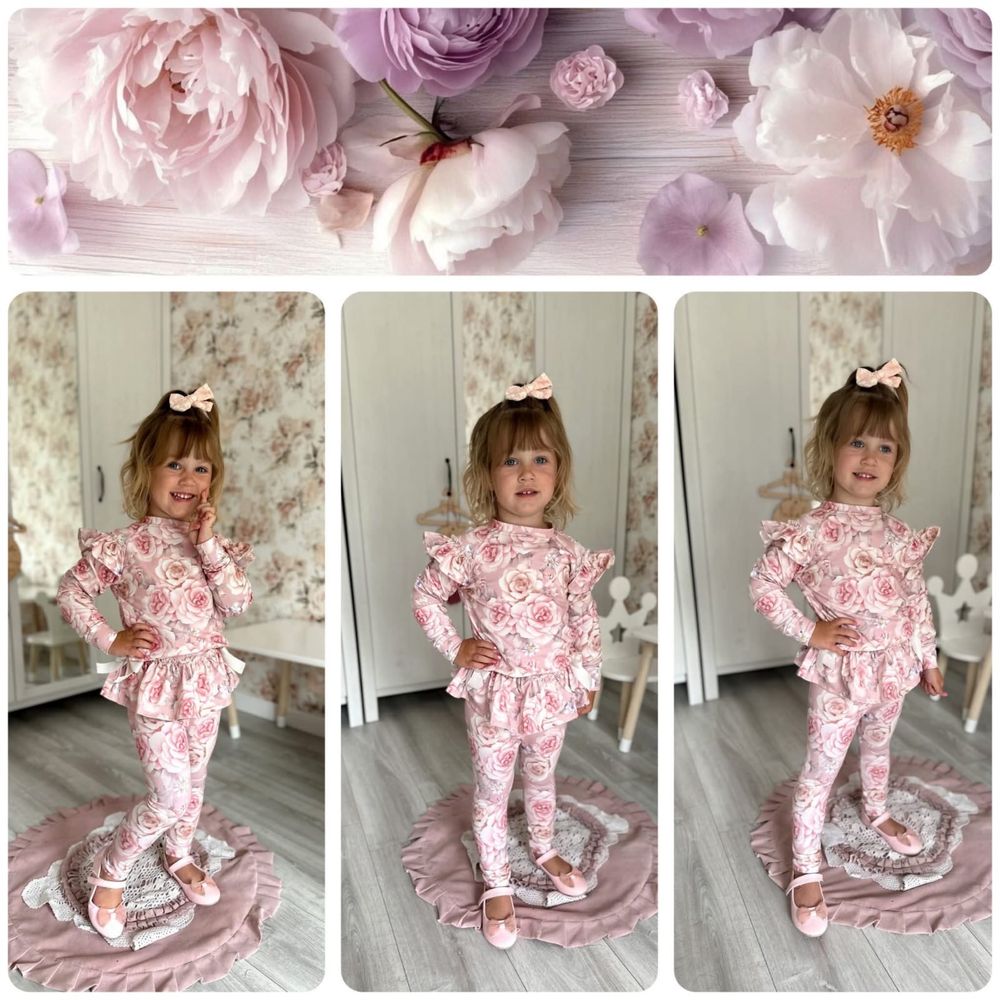 Nowość Nikol Kids Fashion dres dla dziewczynki dresik kwiaty 104 cm