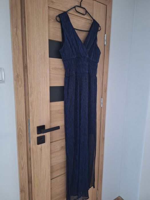 Nowa z metką elegancka długa granatowa sukienka Camaïeu rozmiar 36 S
