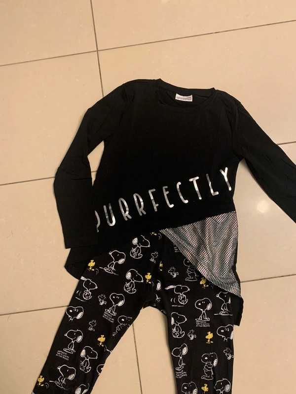 Paka dla dziewczynki bluza spodnie róż cekiny Snoopy Zara r. 128