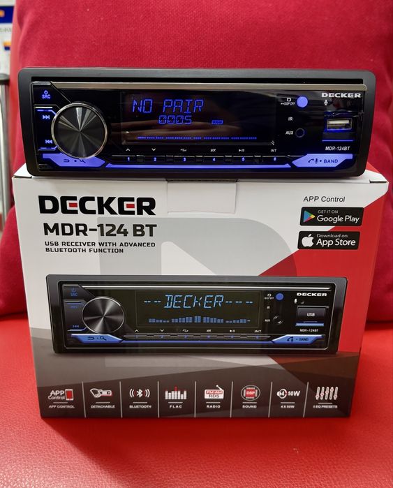 Магнітола Decker MDR-124/Bluetooth/DSP/RGB/USB/AUX/Flack