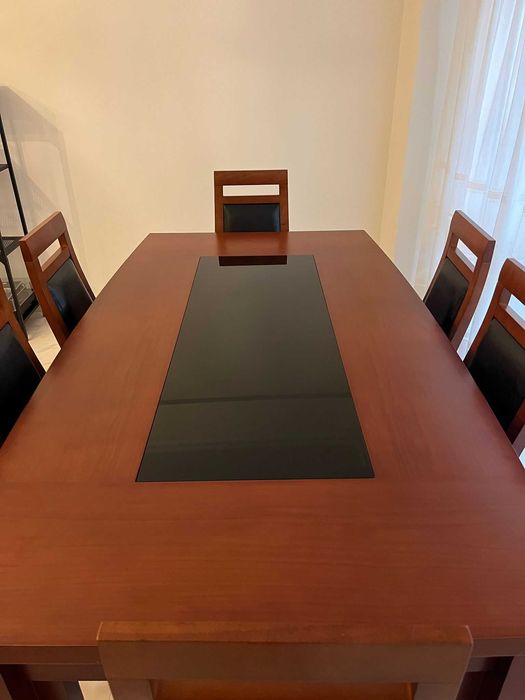 Mesa Sala Jantar Cerejeira Extensível c/ Oferta 6 Cadeiras