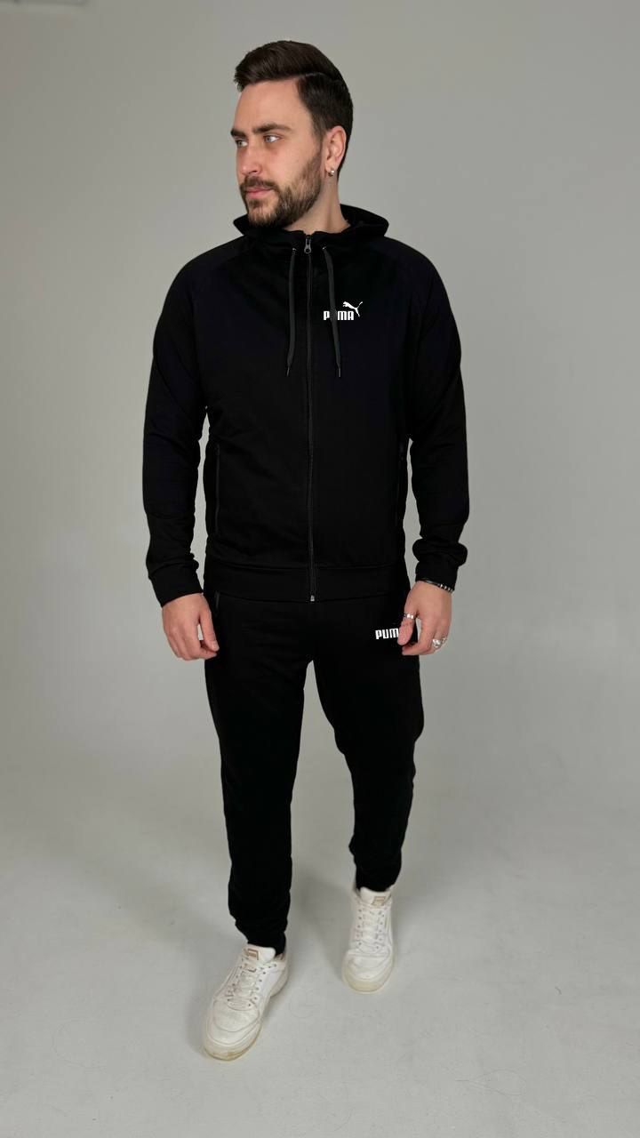 Чоловічий спортивний костюм чорний весна з капюшоном С-2ХЛ