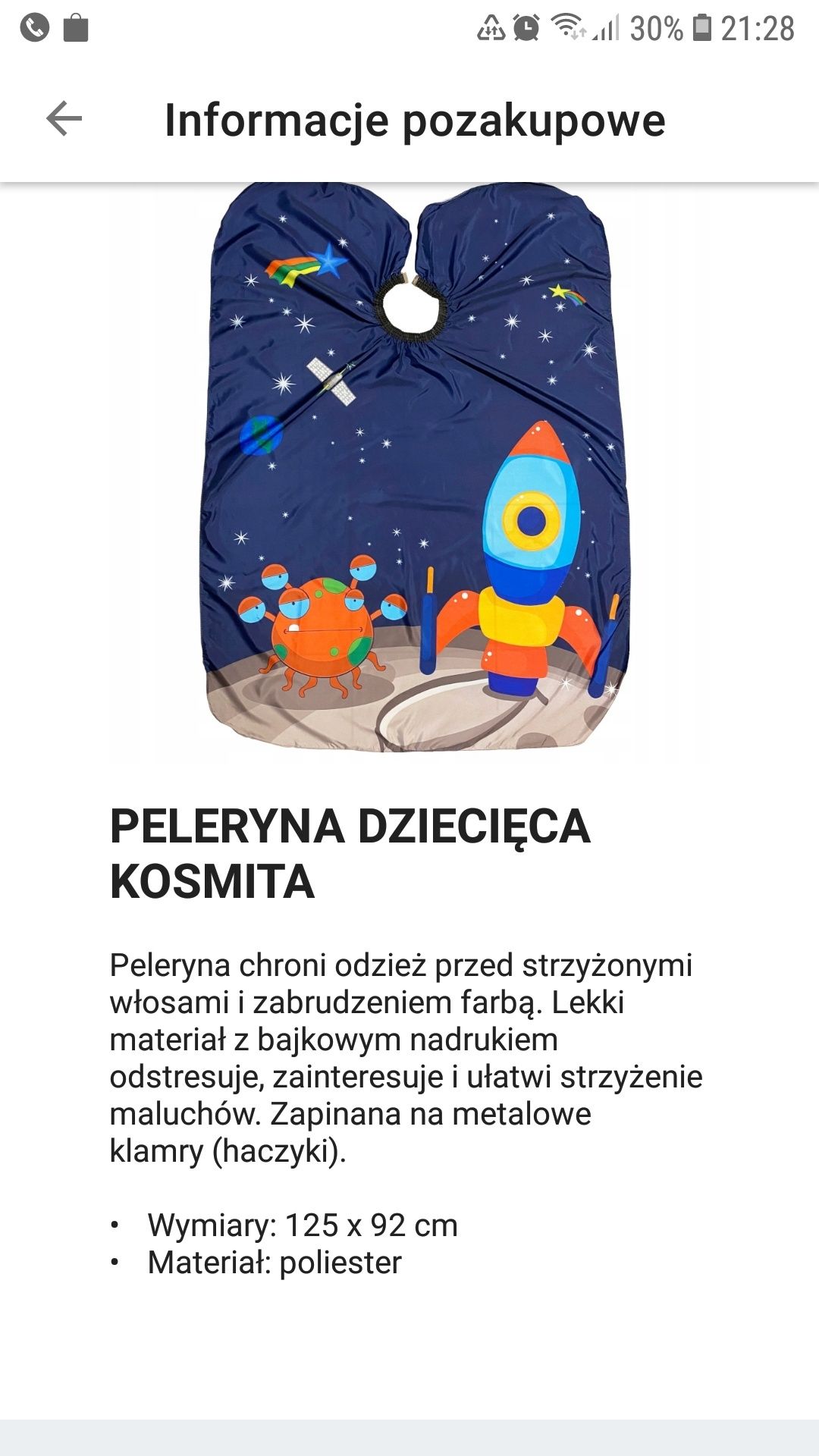 Peleryna do strzyżenia dzieci